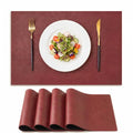 Artoid Mode Red Faux Leather Placemats Set of 4 - color: Red, size: 12" x 18", Rectangular Set of 4