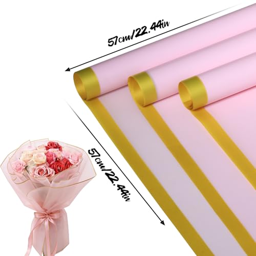CCIJESW 20 Sheets Flower Bouquet Wrapping Paper Pink - color: 034-Transparent Pink