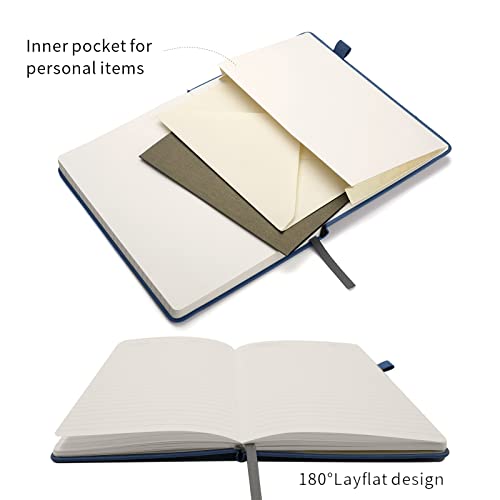 Lined Journal Notebooks with Pen Loop, Hardcover Notebook Journal for Work, 100Gsm Premium Thick Paper with Inner Pocket, Medium 5.7"x8.4", （Green-Blue, Ruled） - color: Green-blue, size: 1 Pack