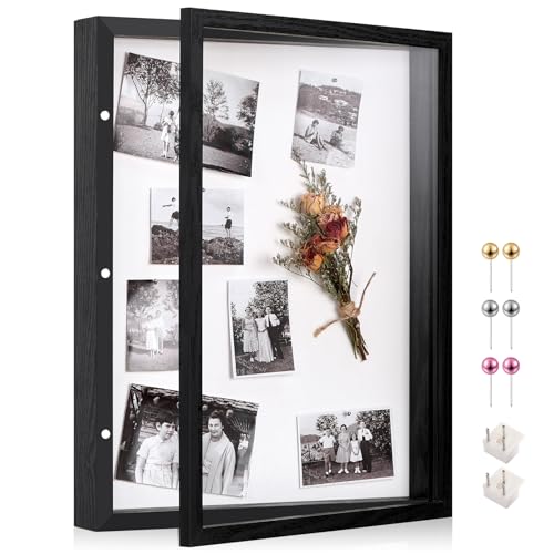 12x16 Black Deep Shadow Box Picture Frame with Polished Plexiglass - color: Black, size: 12x16