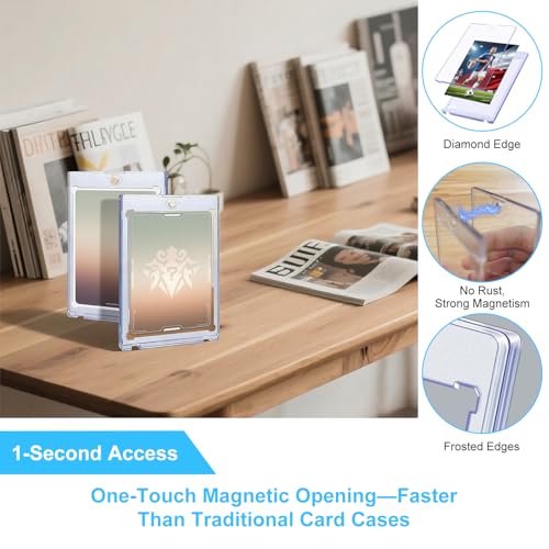 35pt Magnetic Card Holders for Trading Cards,UV Hard Plastic Sports Display Cases,25 Pack Clear One Touch Mags Card Protectors for Baseball Cards, Football Cards, Basketball Cards,MTG,TCG(25)