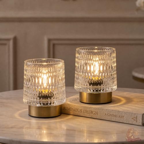 MJ PREMIER Battery Operated Lamp,Small Cordless Lamp with Timer, Clear-04 - color: Clear-04