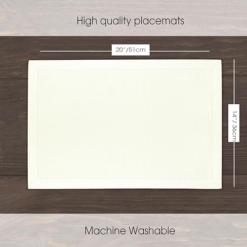 Urban Villa Two Tone Placemat Cotton Tablemat 14x20 (Set of 6) Ivory - color: Ivory, size: 14" x 20"