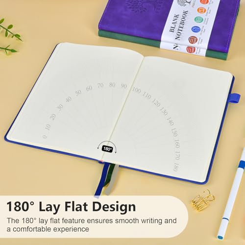 Blank Journal Notebook 5.9"×8.5", Leather Sketchbook,160 Pages Sketch book - color: Dark Blue, size: Blank Page
