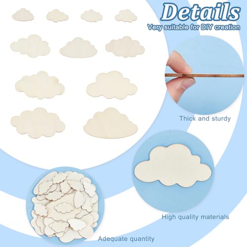 OLYCRAFT 35Pcs Mixed Sizes Cloud Shape Wooden Pieces Unfinished Wood Slices Unfinished Cloud Wood Cut Out Unfinished Blank Slice Unfinished Wood Ornaments for Painting Drawing DIY Project Crafts