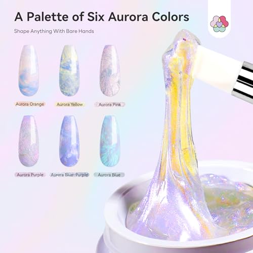 SAVILAND Non-Sticky Solid Builder Nail Kit 6PCS Aurora Colors - size: 7pcs