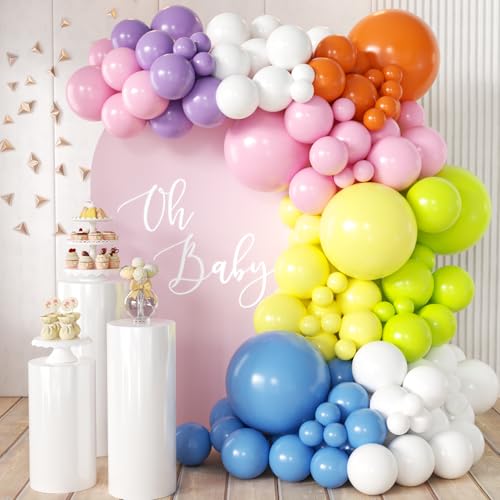 Colorful Rainbow Balloon Arch Kit, Multicolor Birthday Bright Balloons - color: Pastel Rainbow Kit