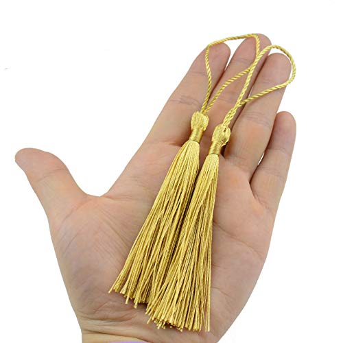 100Pcs 5 Inch Silky Bookmark Tassels for Jewelry, Souvenir(Light Gold) - color: Light Gold