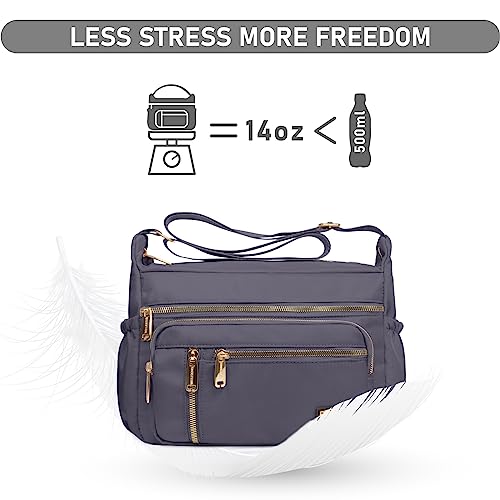 NPBAG Crossbody Bag for Women, Shoulder Purse Handbag Messenger Bag, Trendy Pocketbooks, Waterproof and Multi-Pockets - color: Grey