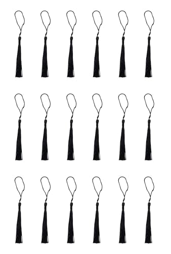 30 Pcs Mini Tassels Soft Flossy Bookmark Small Handmade Craft (Black) - color: Black