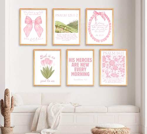 QLDENIX 6PCS 12X16in Pink Christian Canvas Wall Art Bible Verses Posters - color: Pink Bible-poster, size: 16"Lx12"W