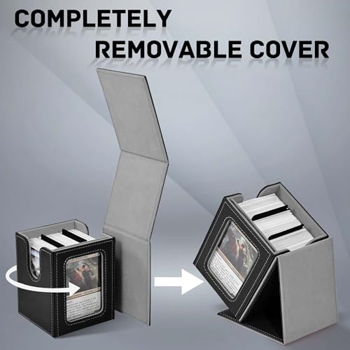 ZLCA MTG Deck Box with Window Display Holds 100 Double-Sleeved Cards - color: A1-Black, size: B-Vertical-Commander