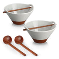 MALACASA 42 oz Ceramic Ramen Bowls with Chopsticks & Spoon, Grey & Khaki - color: Gray and Khaki