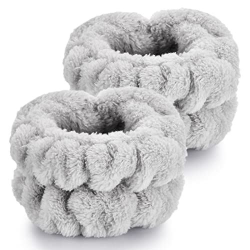 Dorbetar 2 Pcs Wrist Bands for Washing Face, Microfiber Wrist Towels for Washing Face, Spa Wristbands for Washing Face, Face Wash Wristbands, Arm Bands for Washing Face for Woman and Children - color: A-Pale gray, size: 2 Count (Pack of 1)