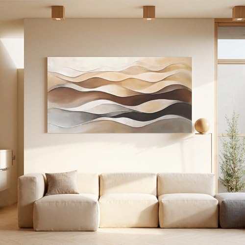 Brown White Abstract Canvas Wall Art Decor For Living Room Prints 20"×40" - color: LAI-11A, size: 40"L x 20"W