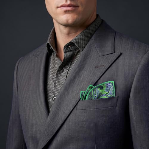 S&W SHLAX&WING Mens Pocket Square Paisley Multicolor Large for Business Wedding - color: Ah48