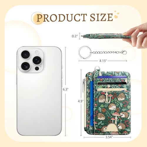 Kelvoris Credit Card Holder Small Wallet Women, Slim RFID, Cute Hedgehog - color: Hedgehog