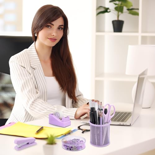 17 IN 1 Office Desk Organizer Set for Back to School Supplies Accessories - color: Purple