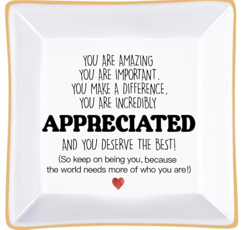 Thank You Gifts Ring Dish Coworker Appreciation Jewelry Tray Friend Present - color: Appreciated