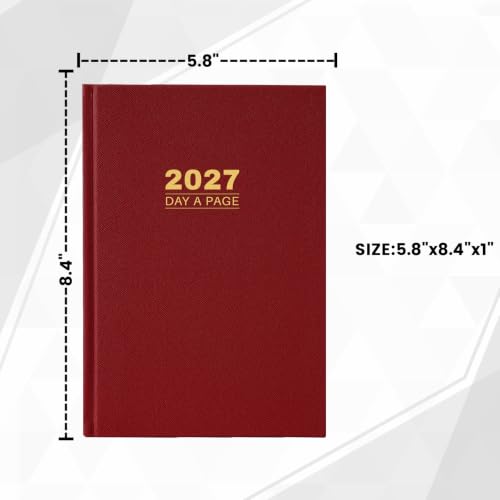 2027 Diary - Diary Full Page Per Day, Daily Planner 2027 - color: Red