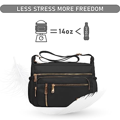 NPBAG Crossbody Bag for Women, Shoulder Purse Handbag Messenger Bag, Trendy Pocketbooks, Waterproof and Multi-Pockets - color: Black