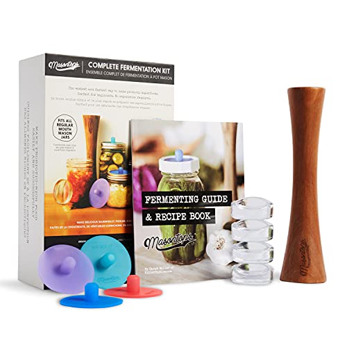 Masontops Complete Mason Jar Fermentation Kit - Easy Small/Regular Mouth Jars Vegetable Fermenting Set - DIY Equipment Essentials - size: Regular Mouth