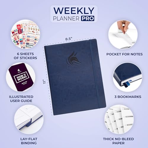 Clever Fox Planner PRO, Undated Weekly Planner, 8.5x11 Dark Blue - color: Dark Blue (Undated), size: A4 (8.5" x 11") Standard Version