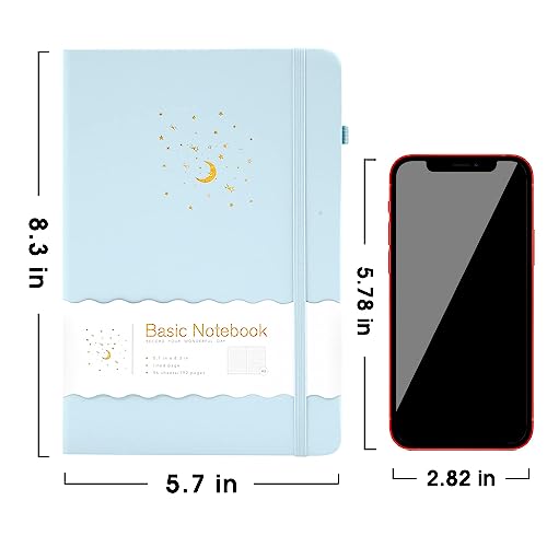 CAGIE Lined Journal Notebook for Work, 196 Pages, Medium 5.7" x 8.3", Hardcover Notebook Journal with Pen Loop, (Sky Blue Ruled), Gifts - color: 1 Pack 02 Sky Blue