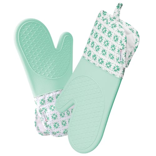 Kitchen Mama UltraShield Silicone Oven Mitts, Gem-Teal - color: Gem-teal