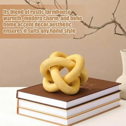 Yalikop 3 Link Wood Knot Decor Rustic Table Shelf Accents, Yellow - color: Yellow