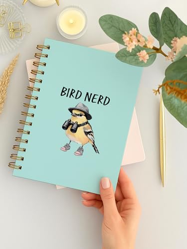 Funny Bird Birding Spiral Notebook, Birds Watching Journal, Gifts for Birds Lover Watchers Journal, Bird Nerd Enthusiast Notebook 5.5x8.3 Inch - Light Blue-382 - color: white5