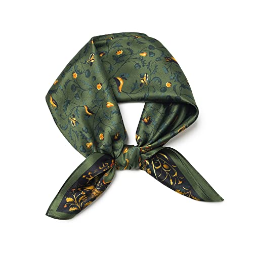100% Mulberry Silk Scarf - 25.6" Square Neckerchief & Headscarf Gift Packed - color: Green