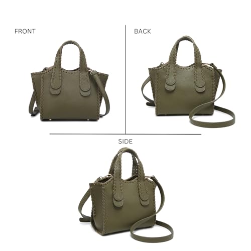 JEN & CO. Marla Whipstitch Satchel Bag, Crossbody Shoulder Purse for Women - color: Taupe