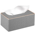 Linen Tissue Box Cover Rectangle,Aesthetic Facial Tissue Cube Box Holder - color: X-grey Linen Texture