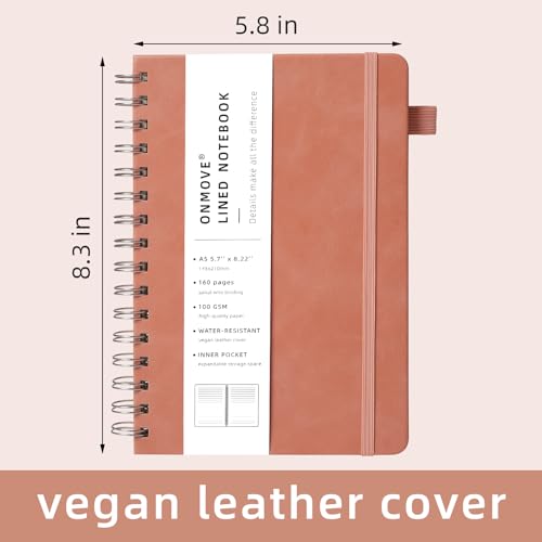 Spiral Notebooks Journal for Women Men 12 Pack Bulk Leather Hardcover with Pen Holder A5 160 Pages 100 GSM Thick Paper for Work School Lined Pink - color: Pink