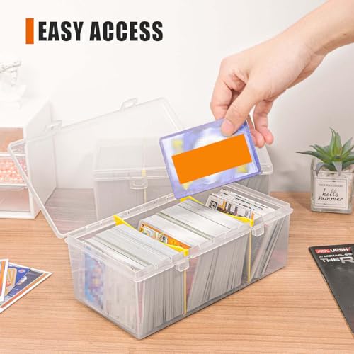 tutata 400 Count Plastic Trading Card Storage Box with Dividers, Baseball Card Storage Box, Sports Cards Holder Organizer - 1 PACK