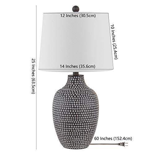 SAFAVIEH Lighting Collection Resler Modern Brown Dot 25-inch Bedroom Living Room Home Office Desk Nightstand Table Lamp (LED Bulb Included)