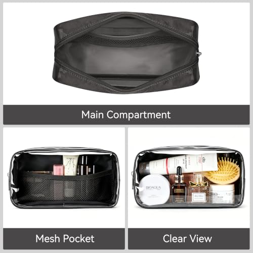 WLLWOO 2pcs Clear Makeup Bag Mini Cosmetic Pouch Travel Toiletry Organizer - color: 2pcs-Black