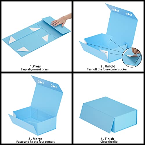 RYDDOY Blue Gift Box, 12x6x4'' Gift Boxes with Lids for Presents - color: Blue, size: 12 x 6 x 4 Inch