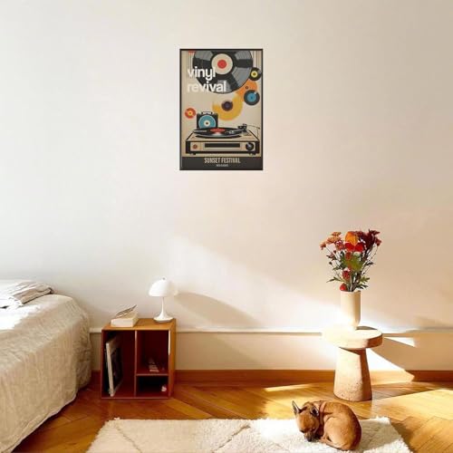 Vintage Japanese Records Poster Retro Music Records Canvas Wall Art Modern Mid Century Vinyl Lover Aesthetic Prints Painting For Home Bedroom Dorm Living Room Wall Decor 12x16in Framed - color: Multi 04 Framed, size: 12"L x 16"W