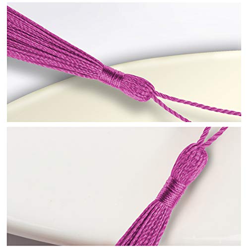 VAPKER 100 Pieces Dark Pink Tassels 13cm/5-Inch Silky Handmade Soft Tassels Floss Bookmark Tassels with 2-Inch Cord Loop for Jewelry Making, DIY Projects, Bookmarks - color: K:dark Pink