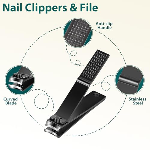 MORGLES Tweezers Set 9 Pcs Nail Clipper Kit with Case for Eyebrows Grooming - color: E-green