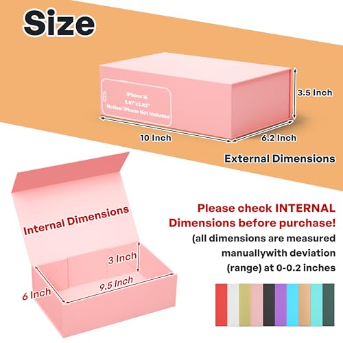 RYDDOY Pink Gift Box, 9.5x6x3'' Gift Boxes with Lids for Presents - color: Pink, size: 9.5 x 6 x 3 Inch