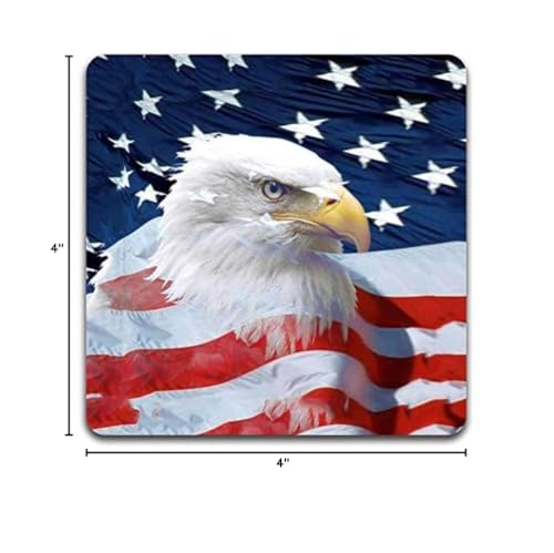 American Eagle Square Coaster Set - Made of Recycled Rubber - Set of 4 - color: American Eagle