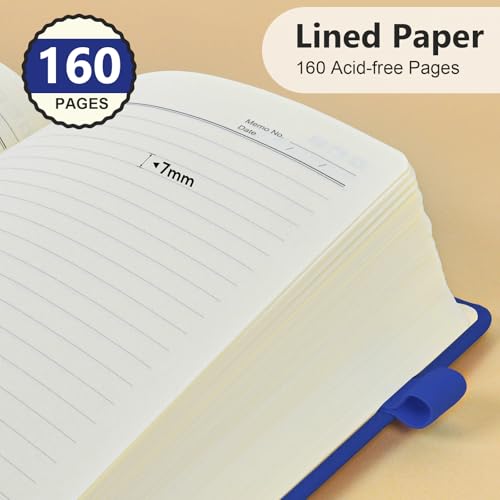 Lined Notebook 5.9"x8.5", Hardcover Leather Journal for Women Men,160 Pages - color: Dark Blue, size: Lined Page