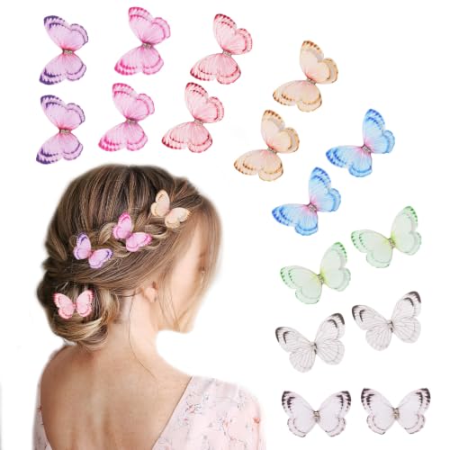 16Pcs Butterfly Hair Clips for Girls Women Small Colorful Y2K Barrettes - color: Real Sytle