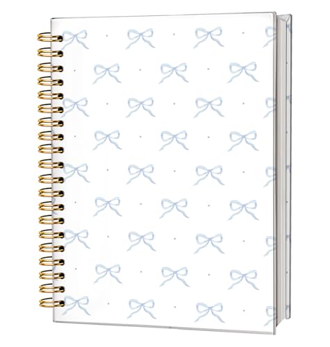 Coquette Blue Bow Notebook Journals, Preppy Cute Notebook for Teen Girls Women, Cute School Supplies-Preppy Stuff, Coquette Stuff Trendy Hardcover Spiral Notebook 5.5x8.3 - color: 02-Grandmillennial(White)