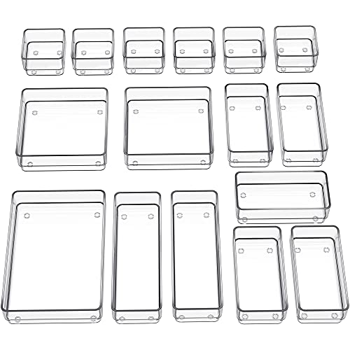 SMARTAKE 16 PCS Drawer Organizer, 5-Size Desk Bathroom Drawer Organizer - size: Medium