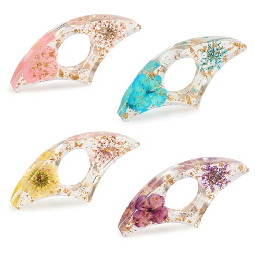 4 Pcs Thumb Book Page Holder, Resin Dried Flower Book Holder for Reading