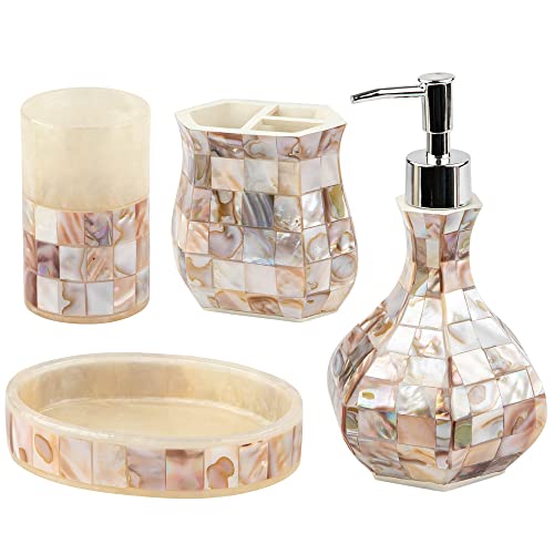 Milano Mother of Pearl 4 Piece Resin Bathroom Accessories Set - style: 4 Pc. Bathroom Accessory Set